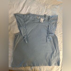 NWT J.crew Flutter-sleeve tee light blue size XL  BG881